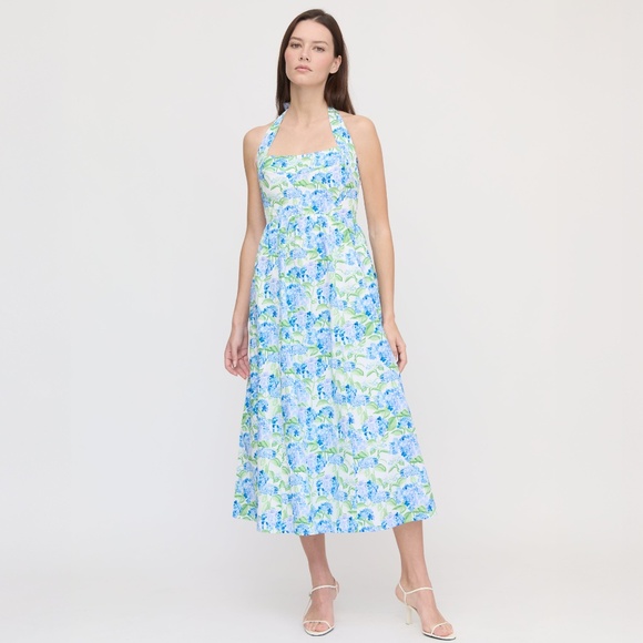 Hill House Home The Hill House x La Coqueta Fleur Midi Dress - Blue Watercolor H - Picture 2 of 3